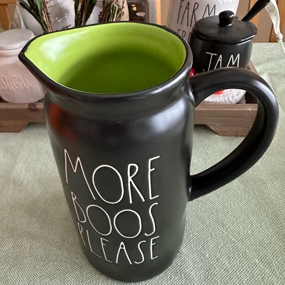 MORE BOOS PLEASE pitcher by Rae Dunn green interior - Picture 1 of 2